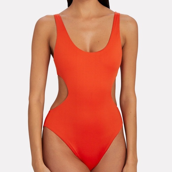 A.L.C. Nicole Orange Cut-Out Accent Cheeky One-Piece Swimsuit 11976325 NWT Sz XL